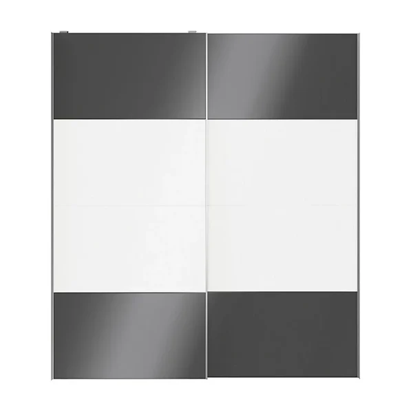 en vente Castorama Portes De Placard Coulissantes 2 Vantaux Panneaux Blancs Et Anthracite Brillants GoodHome Atomia H. 225 X L. 200 X ép. 5,5 Cm 1