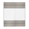 Acheter Castorama Portes De Placard Coulissantes 2 Vantaux Panneaux Blancs Et Effet Chêne Grisé GoodHome Atomia H. 225 X L. 200 X ép. 5,5 Cm 5