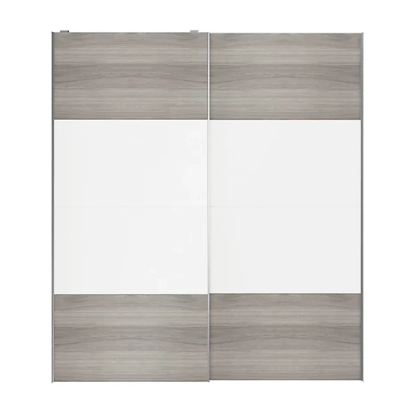 Acheter Castorama Portes De Placard Coulissantes 2 Vantaux Panneaux Blancs Et Effet Chêne Grisé GoodHome Atomia H. 225 X L. 200 X ép. 5,5 Cm 1