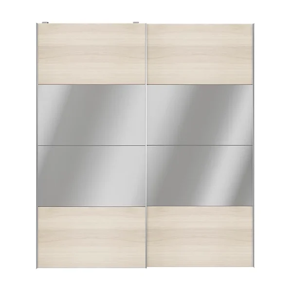 en ligne vente Castorama Portes De Placard Coulissantes 2 Vantaux Panneaux Effet Chêne Et Miroir GoodHome Atomia H. 225 X L. 200 X ép. 5,5 Cm 1