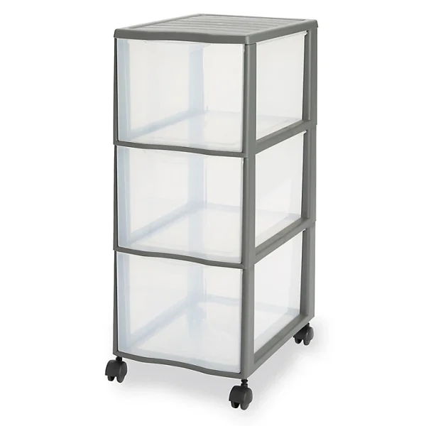 Castorama Tour En Plastique 3 tiroirs Kontor Gris H. 63,5 x L. 36,5 X 26 Cm soldes magasin 1